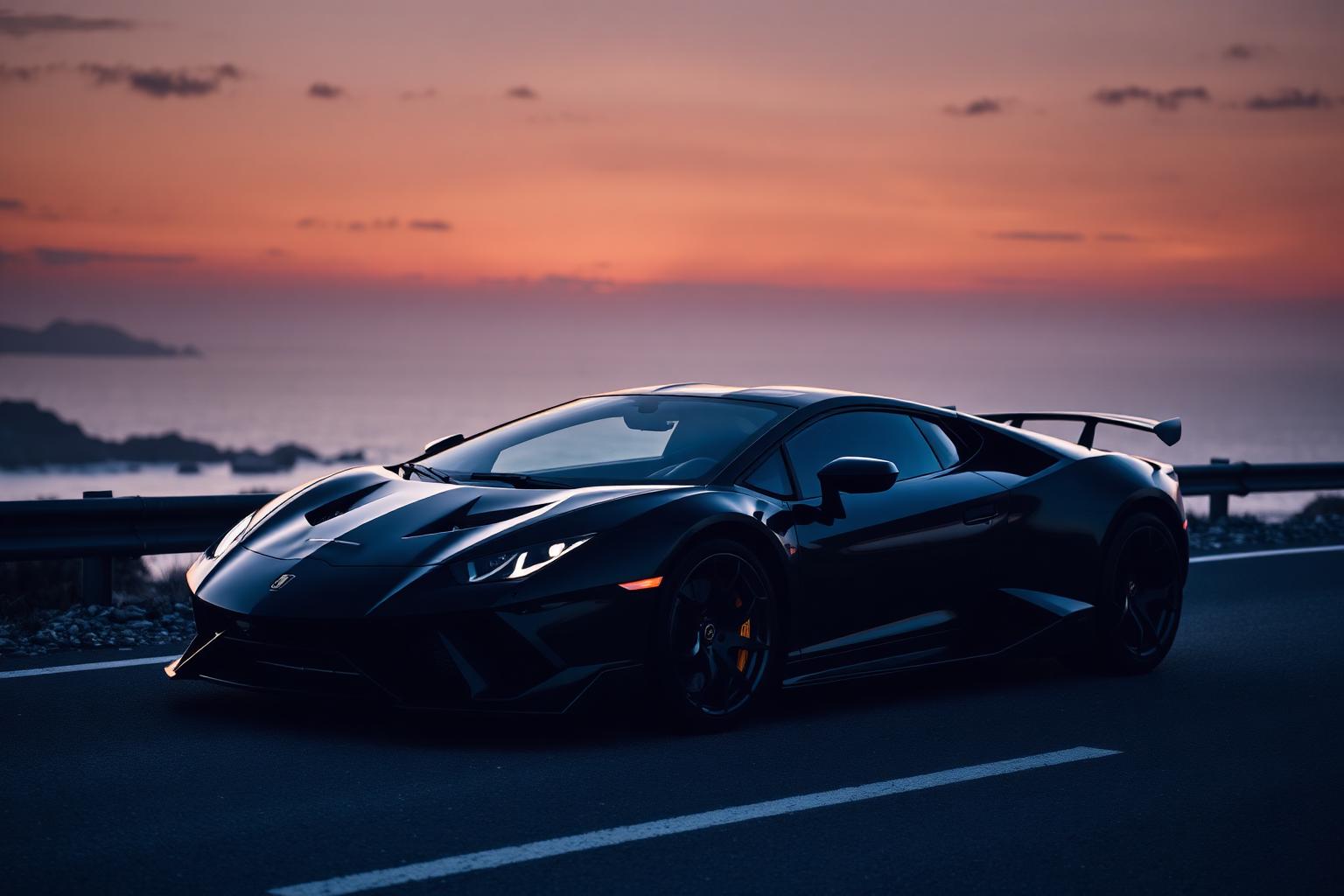 Luxury supercar on coastal road